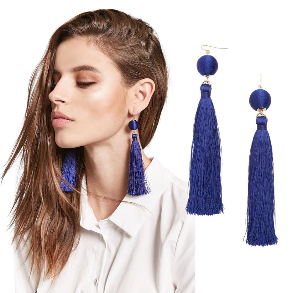 Royal Blue/Navy Tassel Earrings